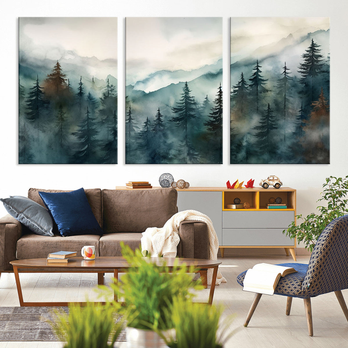 Serenity Forest Wall Art Canvas | Foggy Mountain Landscape