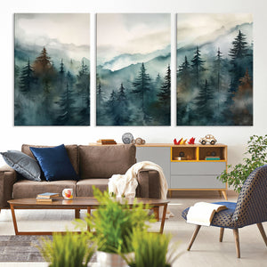 Serenity Forest Wall Art Canvas | Foggy Mountain Landscape