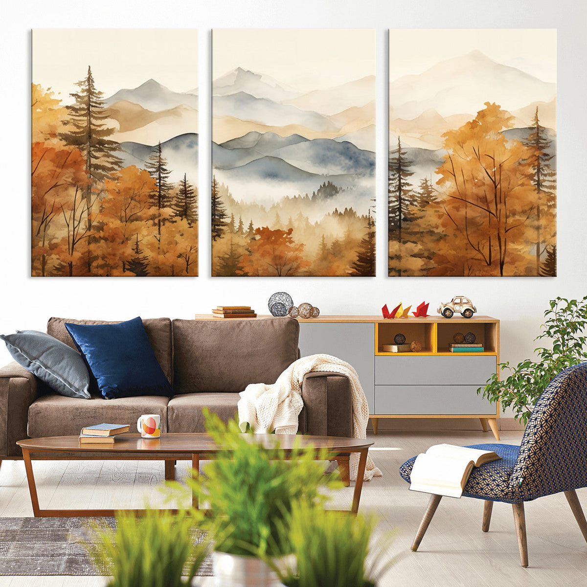 Golden Autumn Forest Wall Art Canvas | Mountain Landscape