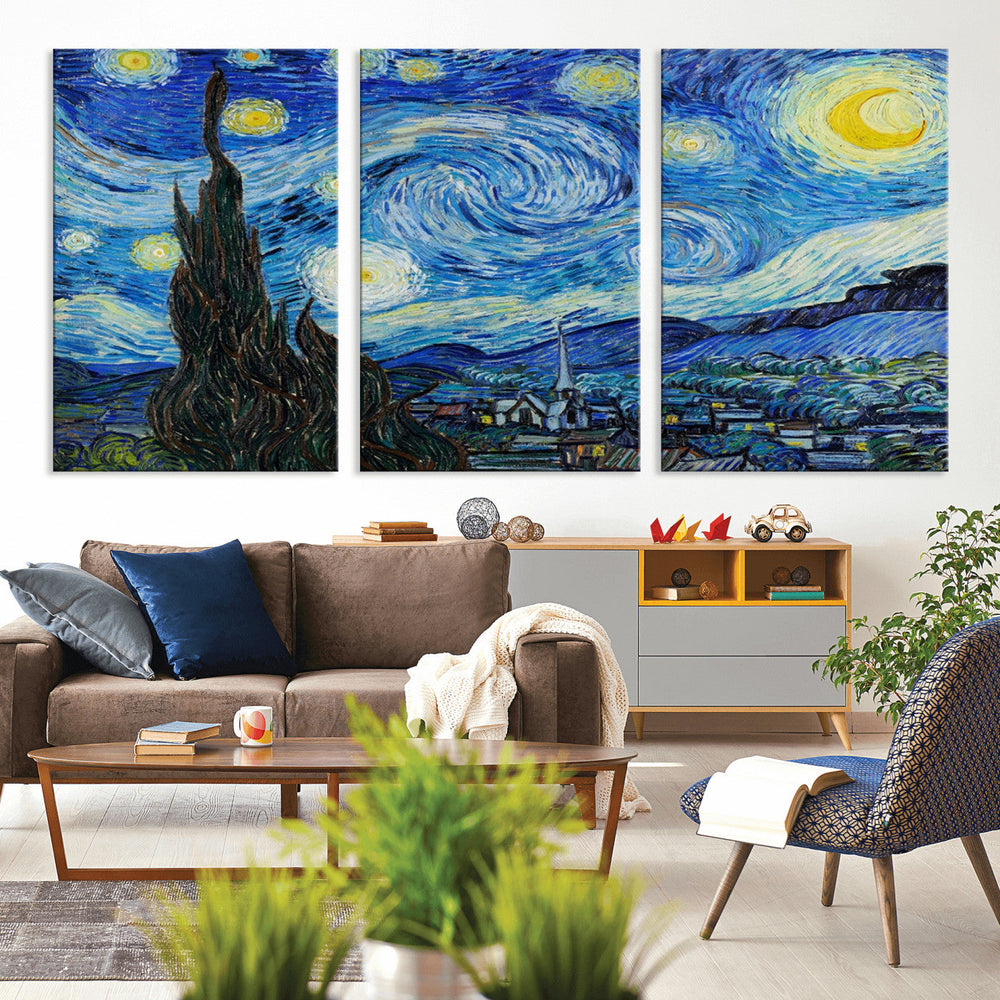 Vincent Van Gogh The Starry Night Abstract Wall Art Canvas