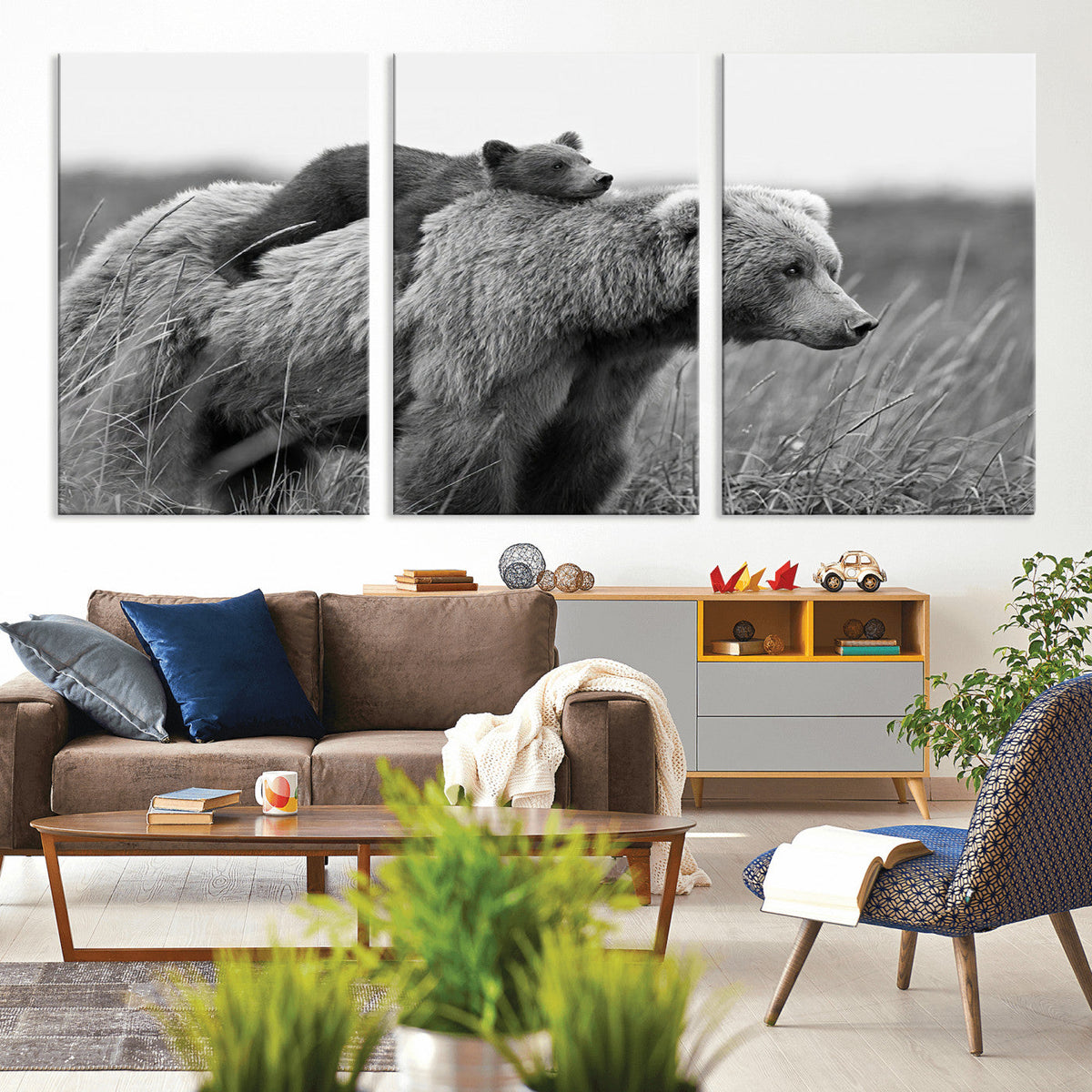 Bear and Cub Wall Art Canvas | 399 Bear Cub