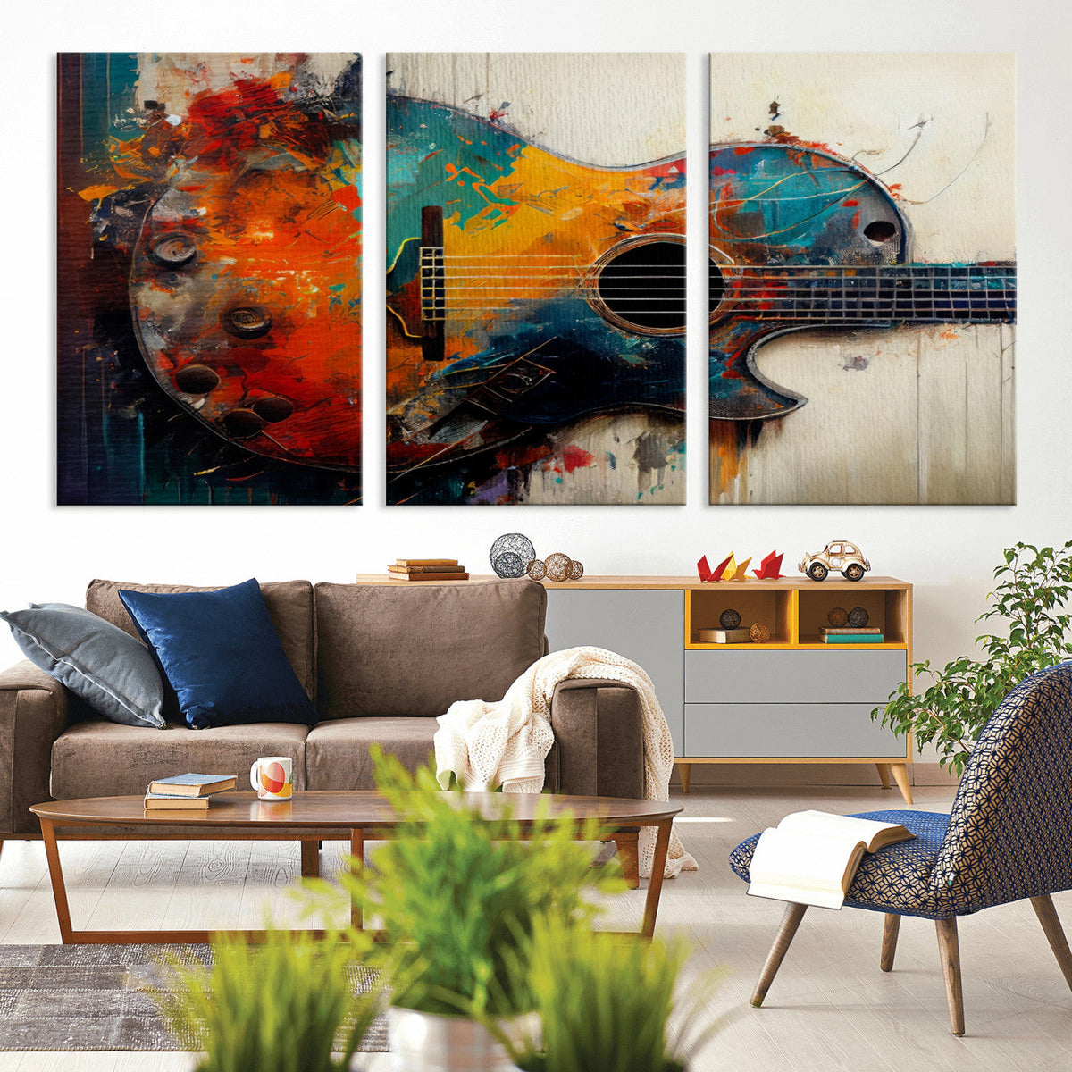 Abstract Guitar Wall Art Canvas | Vibrant Music-Inspired Art