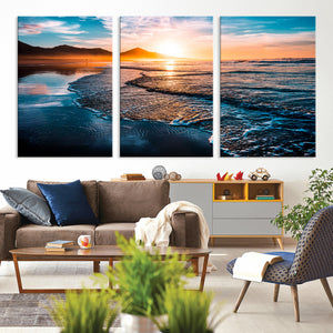 Sunset Beach Ocean Canvas Wall Art – Tranquil Ocean