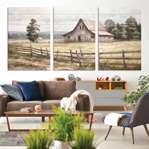 Rustic Farmhouse Barn Wall Art | 3-Panel Framed Gallery Wrap
