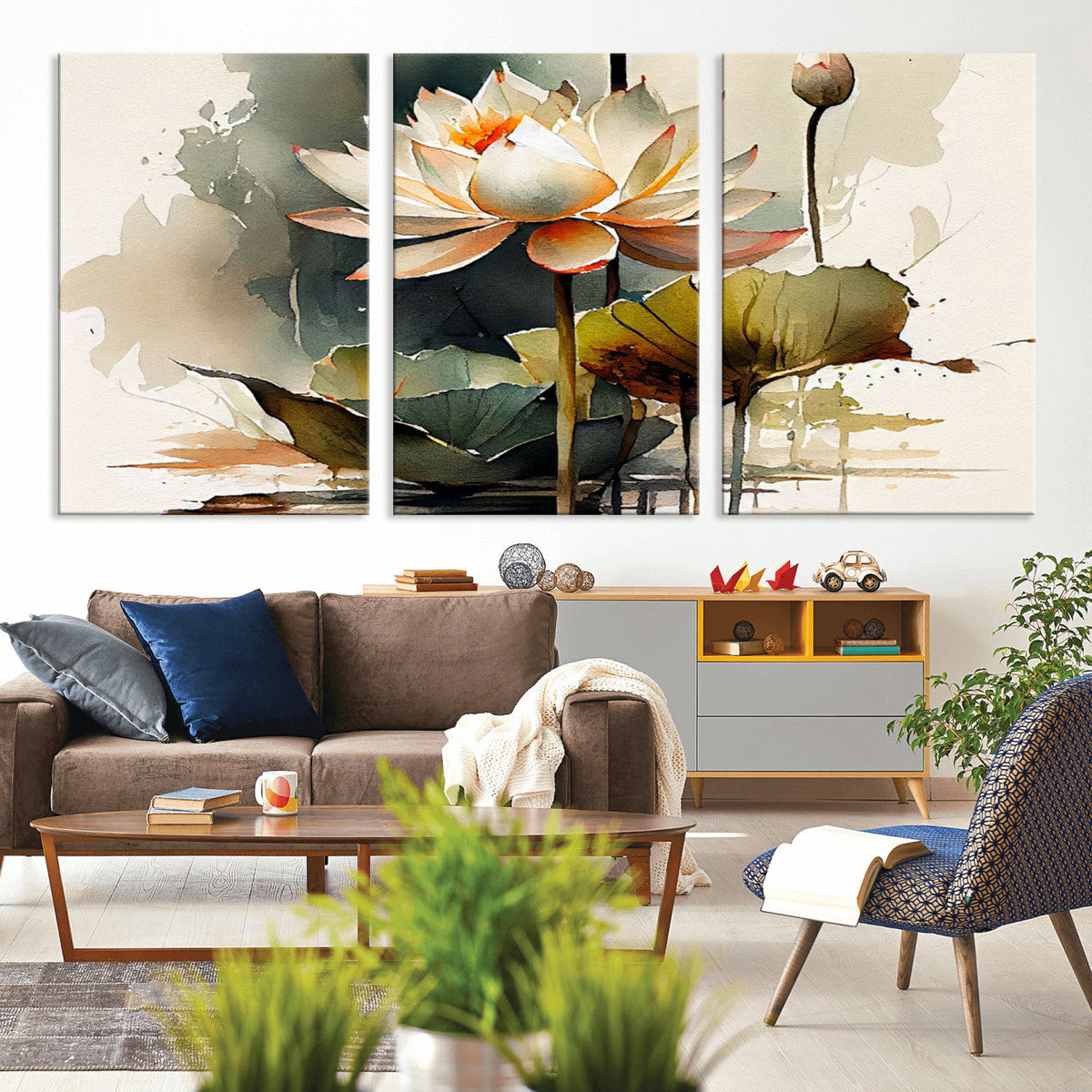 Lotus Flower Watercolor Canvas Print – A Symbol of Serenity