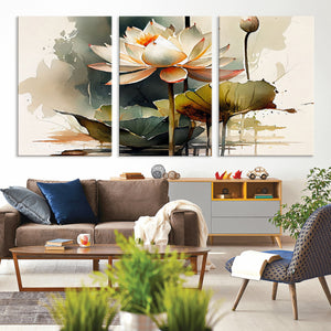 Lotus Flower Watercolor Canvas Print – A Symbol of Serenity