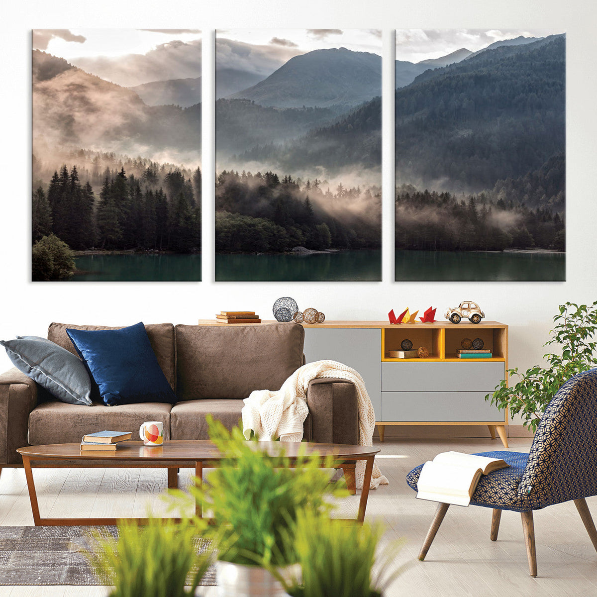 Foggy Mountain Canvas Print Forest Wall Art