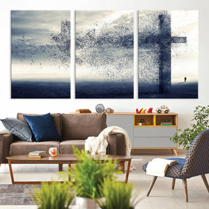 Jesus and the Fading Cross Wall Art Print – Symbol of Faith,