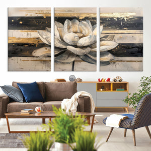 Lotus Flower Wall Art – Framed Abstract Floral Canvas