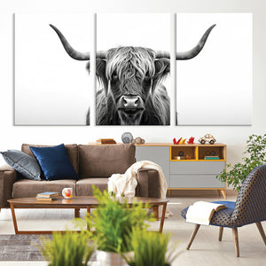 Highland Wall Art Canvas Print – Minimalist Black and White