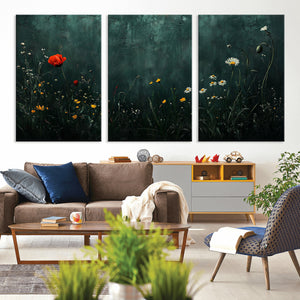 Wildflower Field Framed Wall Art, Vintage Botanical