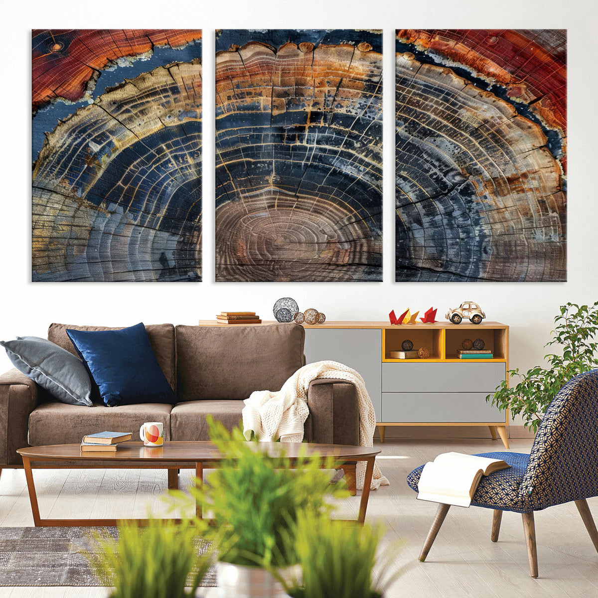 Abstract Tree Ring Wall Art Canvas Print