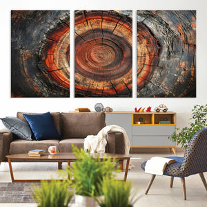 Wood Grain Canvas Wall Art - Framed Abstract Tree Ring