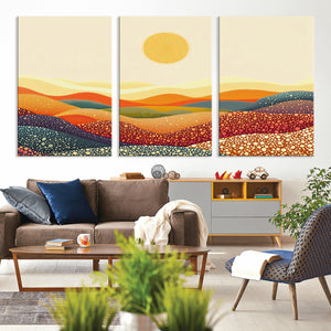 YAYOI KUSAMA Colorful Dot Art Landscape Canvas - Framed