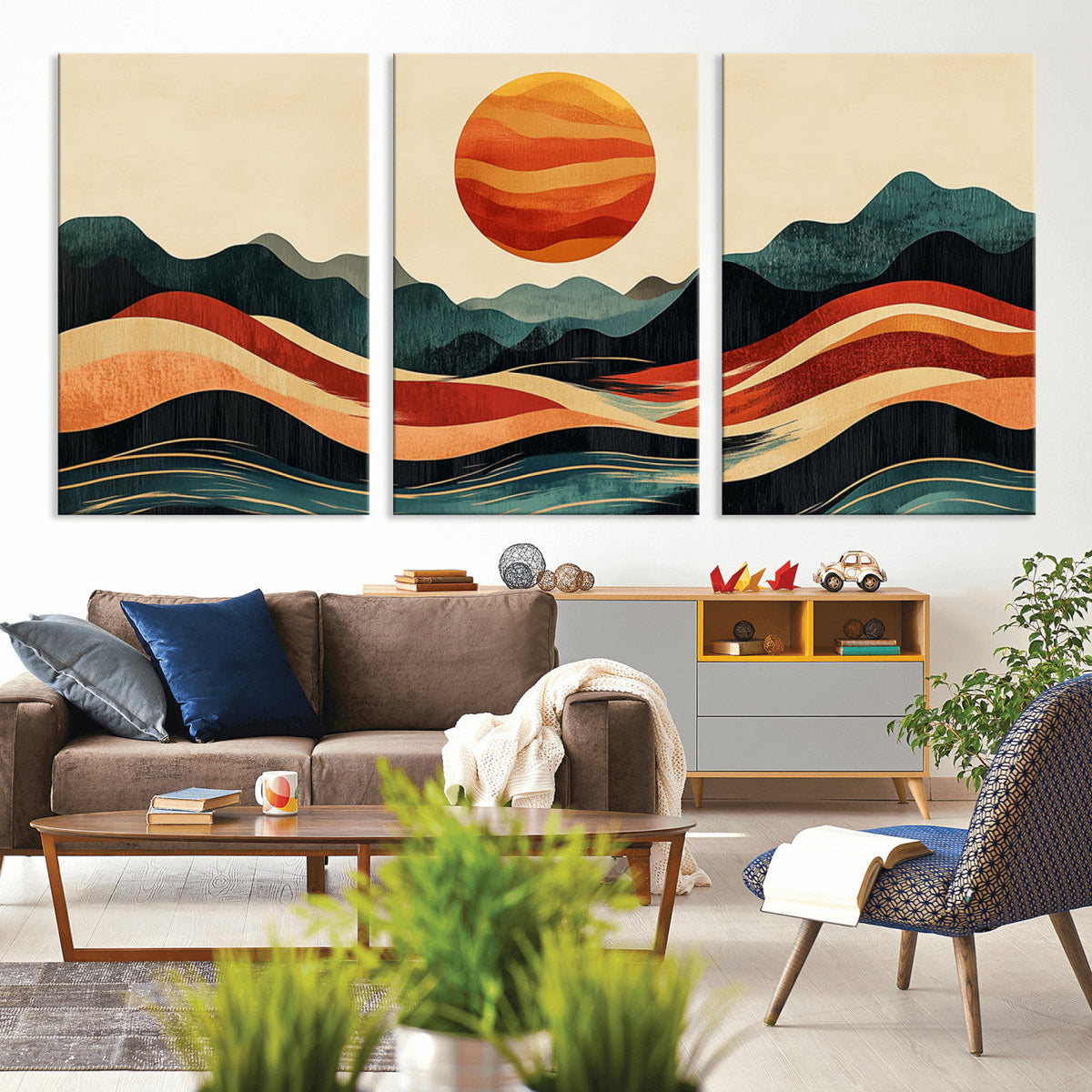 Mountain Triptych Wall Art Canvas Print – Western Nature