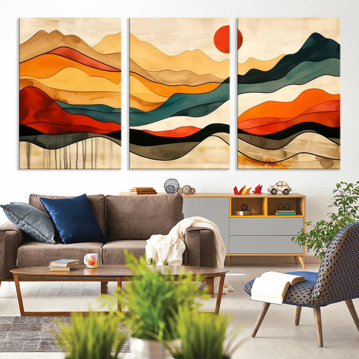 Mid Century Wall Art Print  - Abstract Woodland Print -