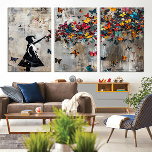Butterfly Girl Wall Art – Vibrant Street Style Canvas Print,
