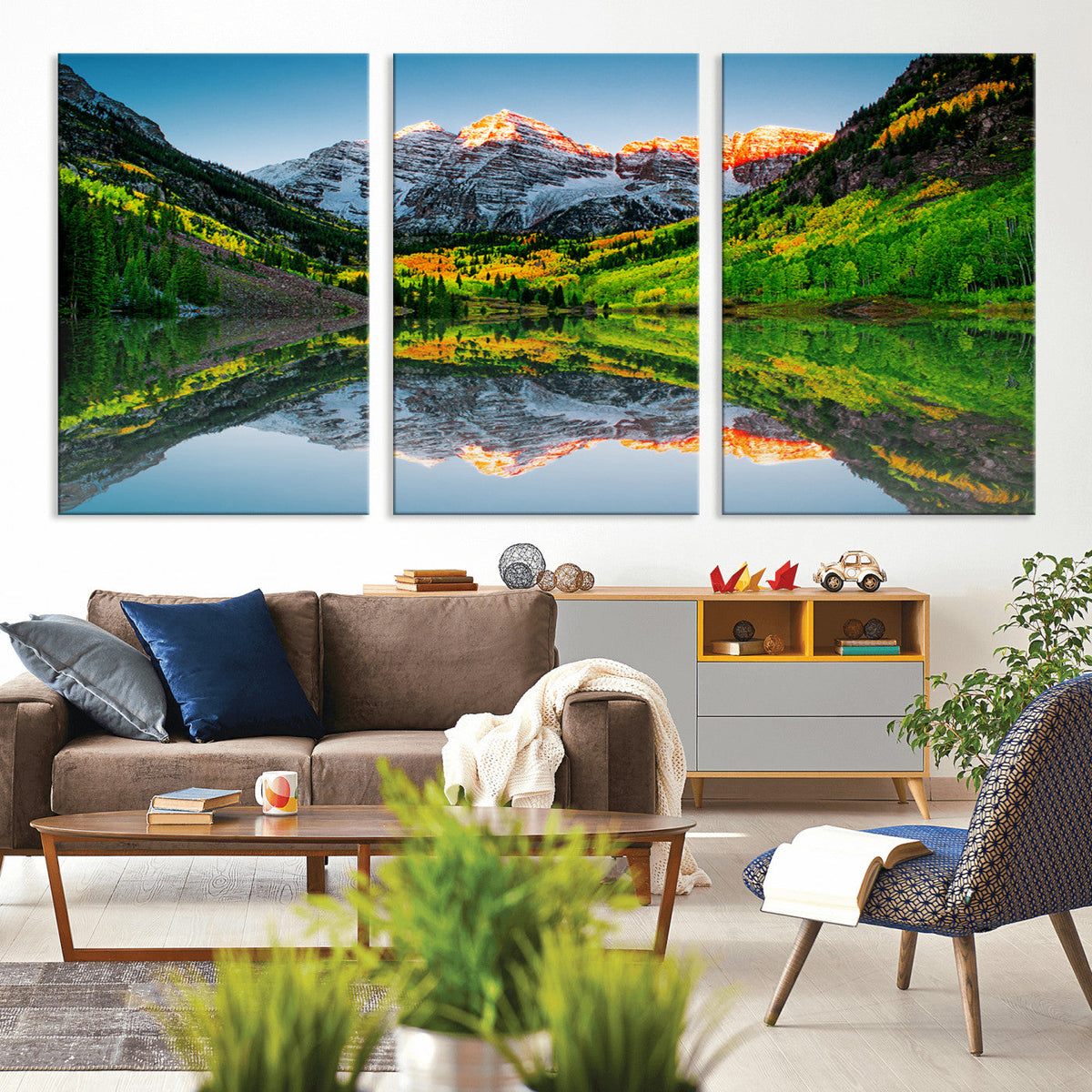 Sunrise Maroon Bells Lake Wall Art Canvas Print – Framed Elk
