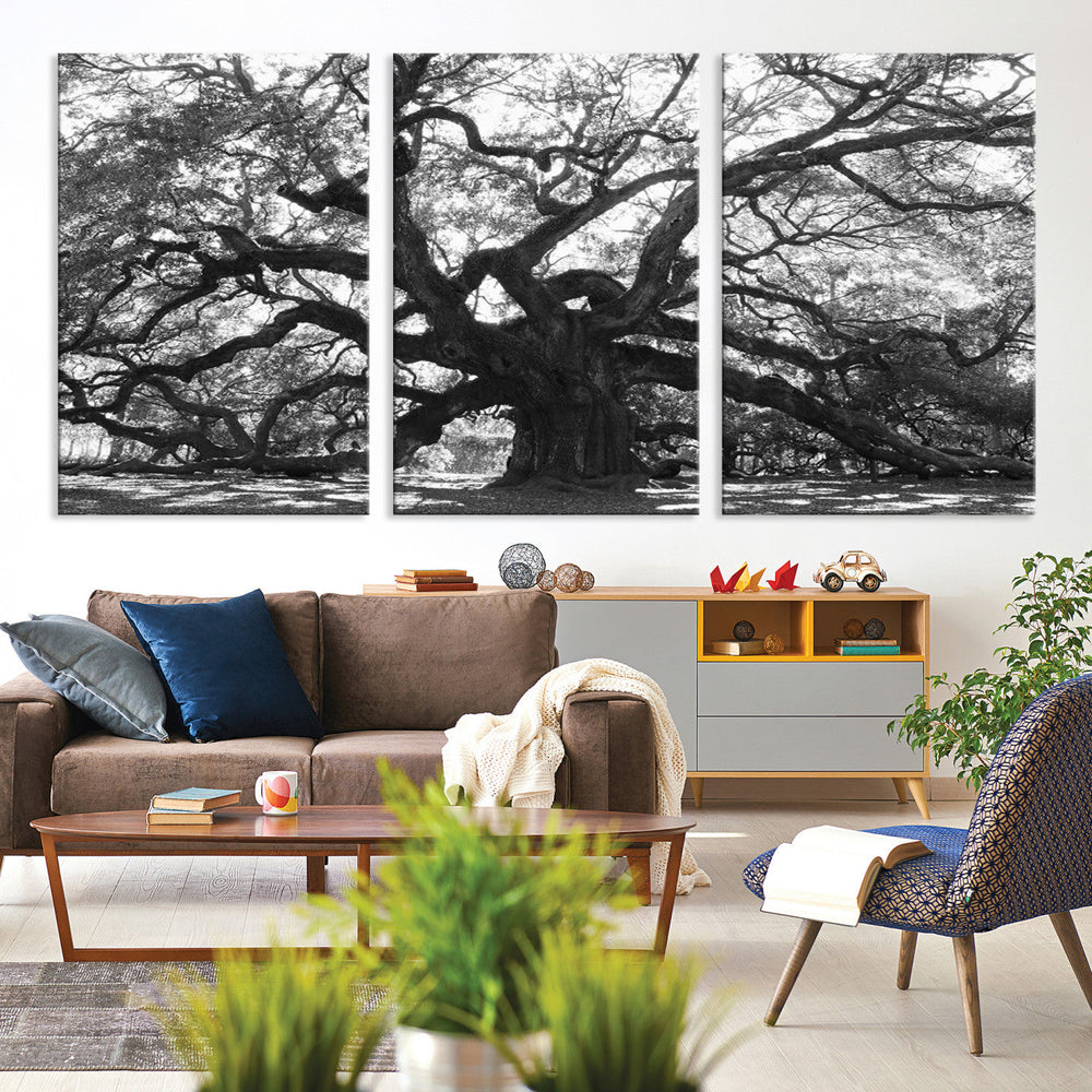 Ancient Oak Wall Art Canvas Print, Majestic Twisted Branches