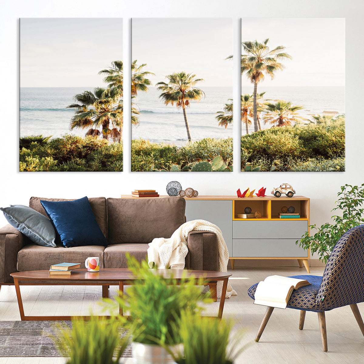 California Coast Palm Trees Wall Art Canvas Print – Framed