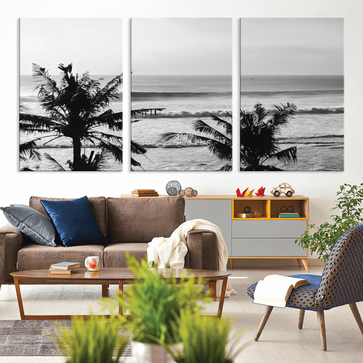 Tropical Coastline Wall Art Canvas Print – Framed Palm Trees