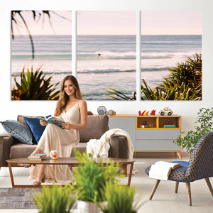 Ocean Surfer Wall Art Canvas Print – Framed Coastal Surf Art