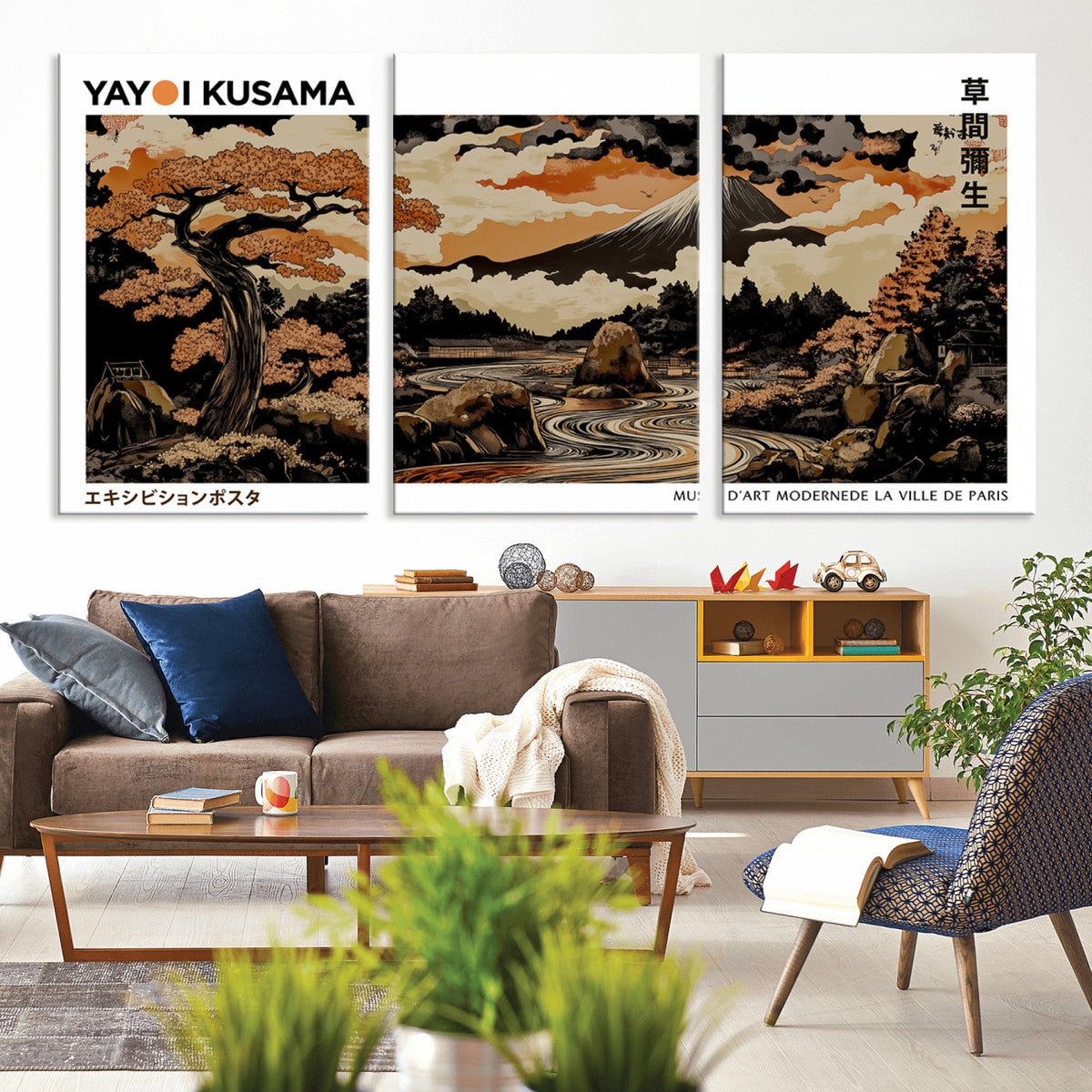 Modern Japanese Wall Art Canvas Print – Framed Abstract