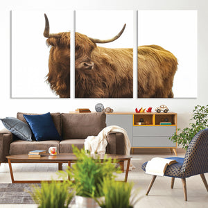 Highland Cow Wall Art Canvas Print – Framed Farmhouse Rustic