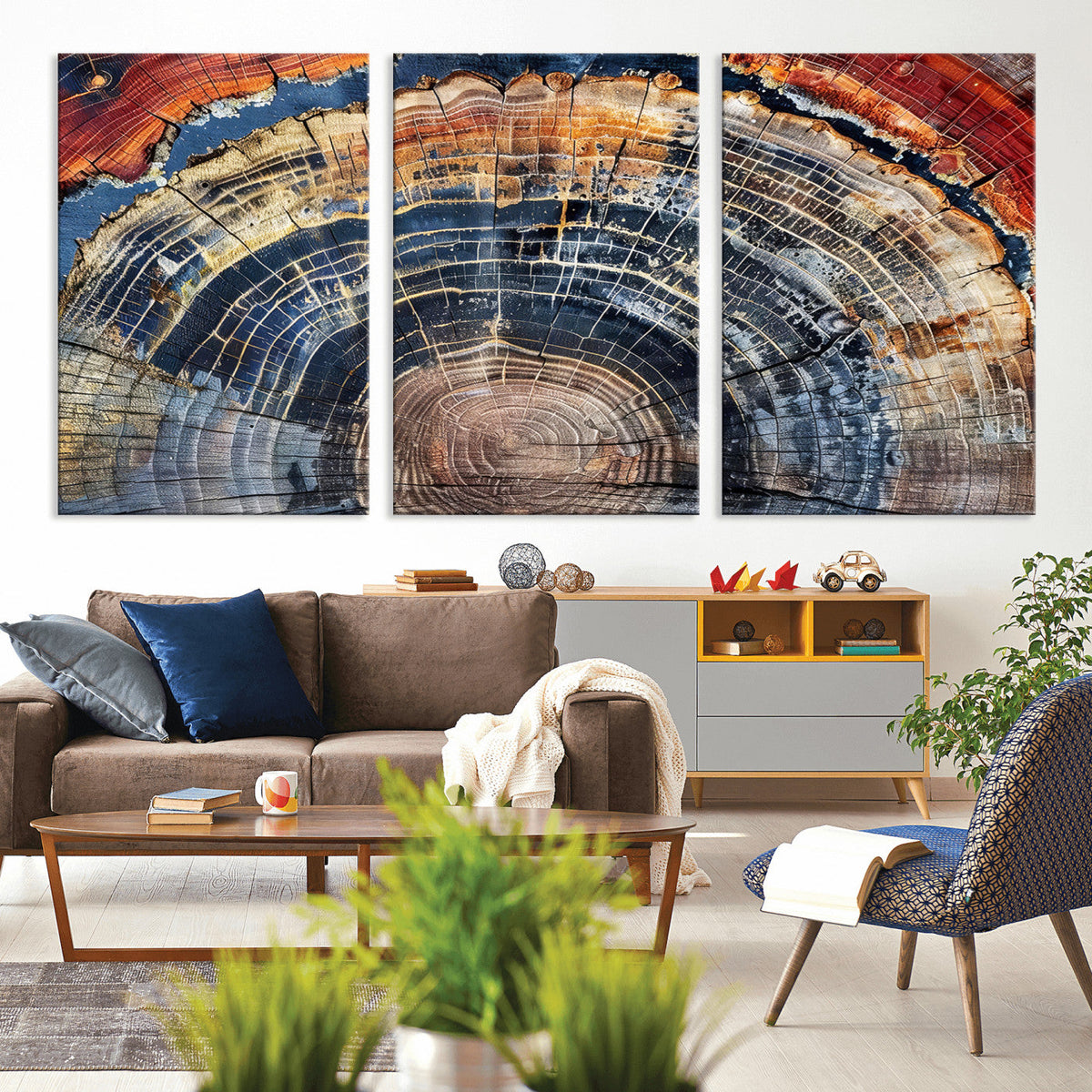 Tree Rings Wall Art Canvas Print – Framed Wood Art Picture