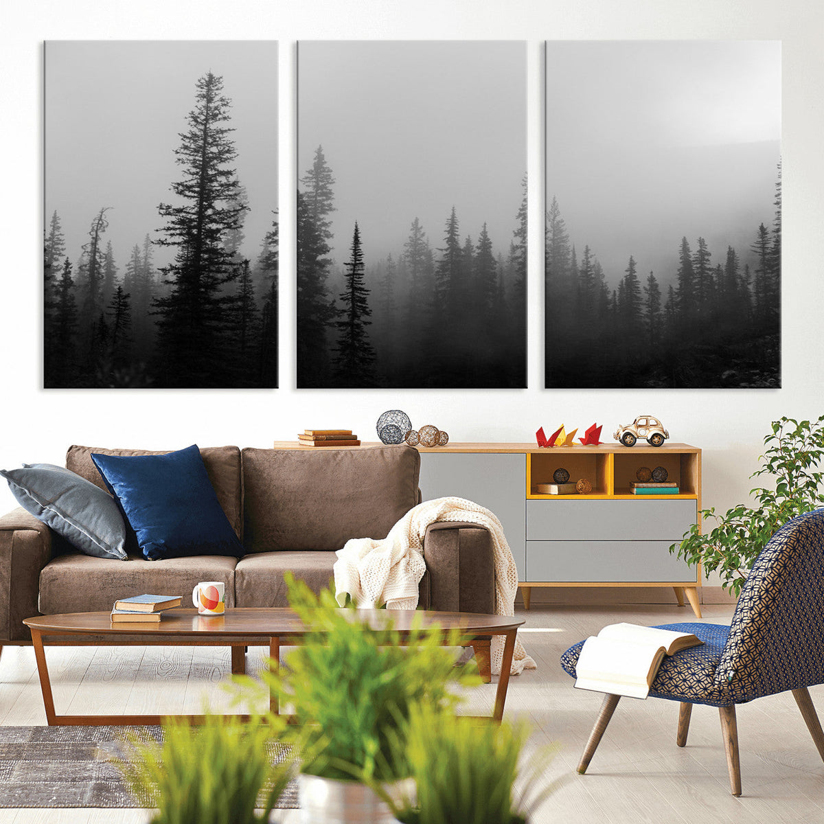 Misty Pines Wall Art Canvas Print – Framed Woodland