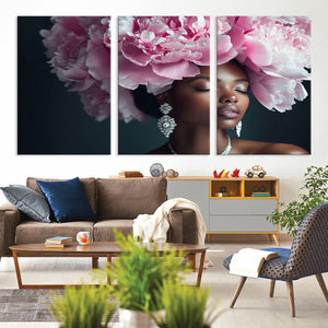 Black Beauty Petal Crown Wall Art Canvas Print – Floral