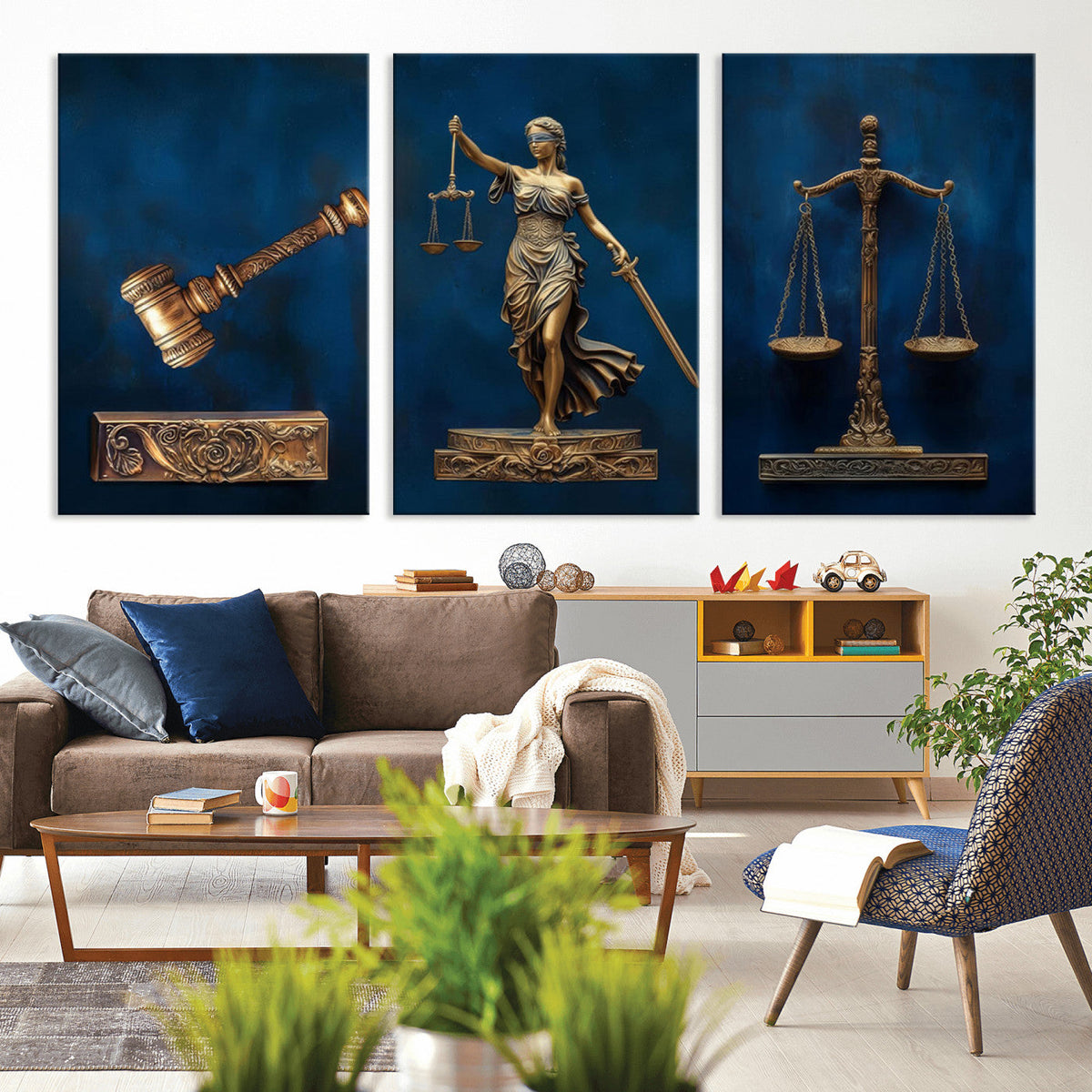 Lady Justice Wall Art Canvas Print – Elegant Gold Legal