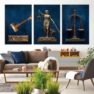 Lady Justice Wall Art Canvas Print – Elegant Gold Legal