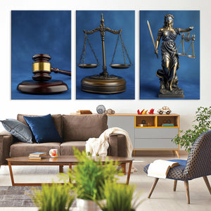 Legal Justice Wall Art Canvas Print – Gavel, Scales & Lady