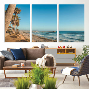 Scenic Beach Wall Art Canvas Print – Tall Palm Trees, Sandy