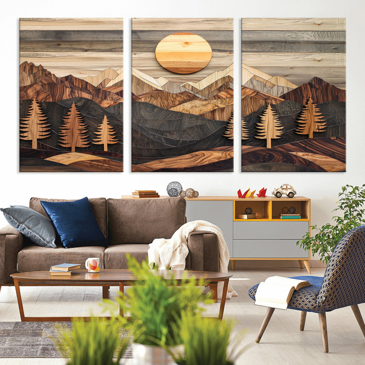 Wood Mountain Wall Art Canvas Print – Layered Forest and