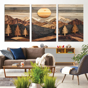 Wood Mountain Wall Art Canvas Print – Layered Forest and