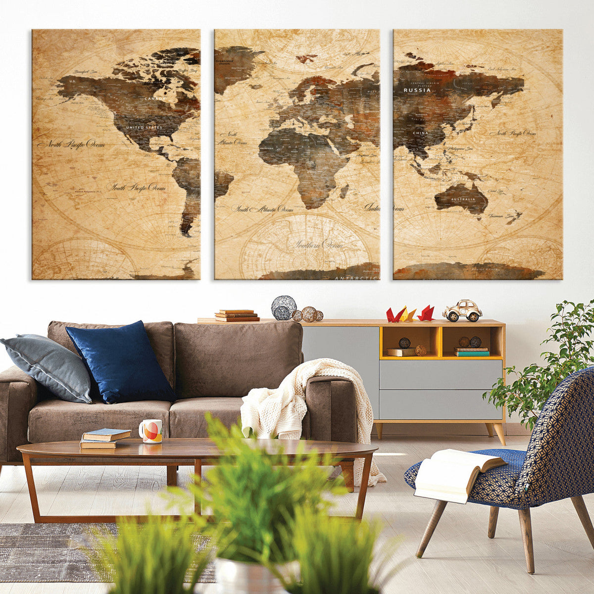 Push Pin World Map Canvas Print – Travel Tracker Wall Art