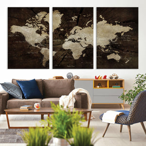 World Map Wall Art Canvas Print – Framed Travel Map Wall Art