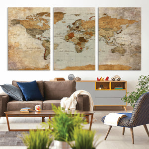 World Map Canvas Print – Detailed Map of the World Wall Art