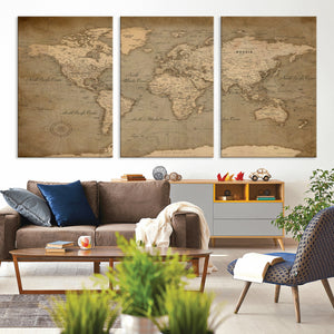 World Map Canvas Print – Framed Travel Map Wall Art for