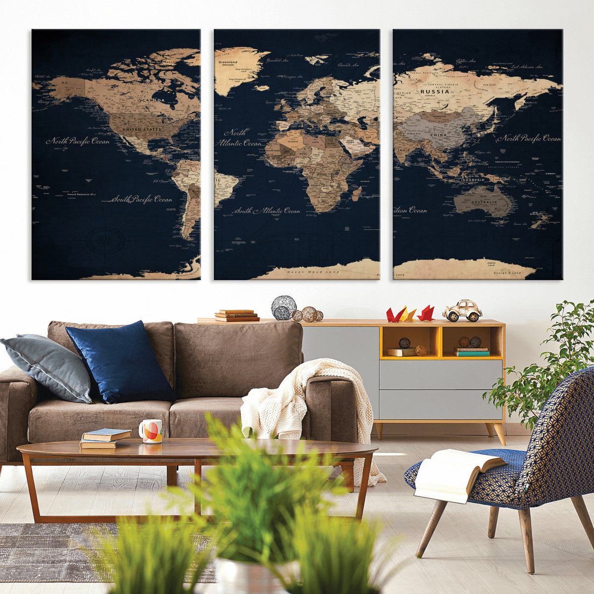 World Map Canvas Print – Detailed Map of the World Wall Art