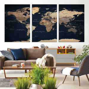 World Map Canvas Print – Detailed Map of the World Wall Art