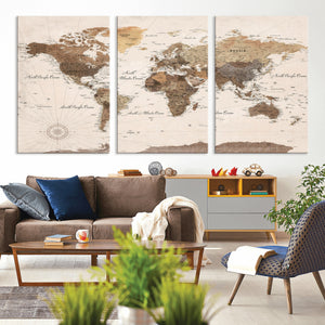 World Map Canvas Print – Framed Detailed Map of the World