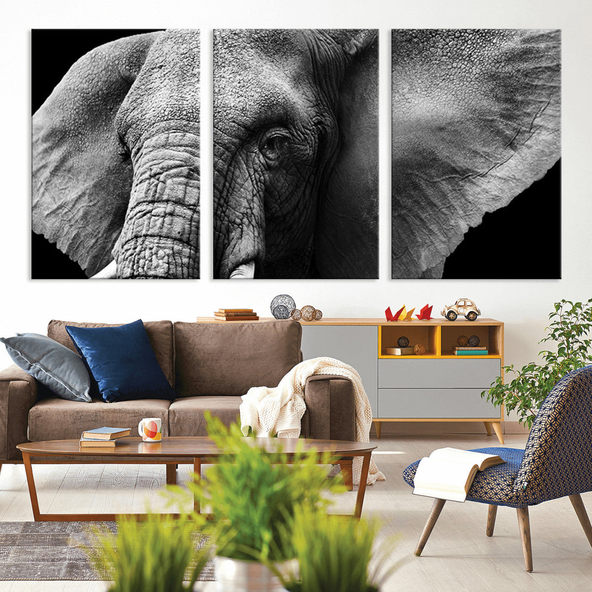 Big Elephant Close Up Wall Art Canvas Print