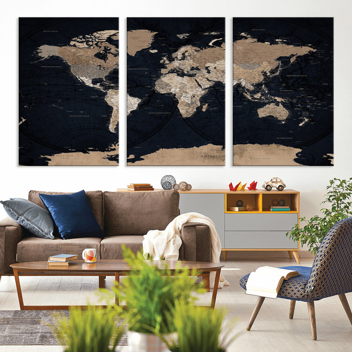 Grunge Wall Art World Map Canvas Print