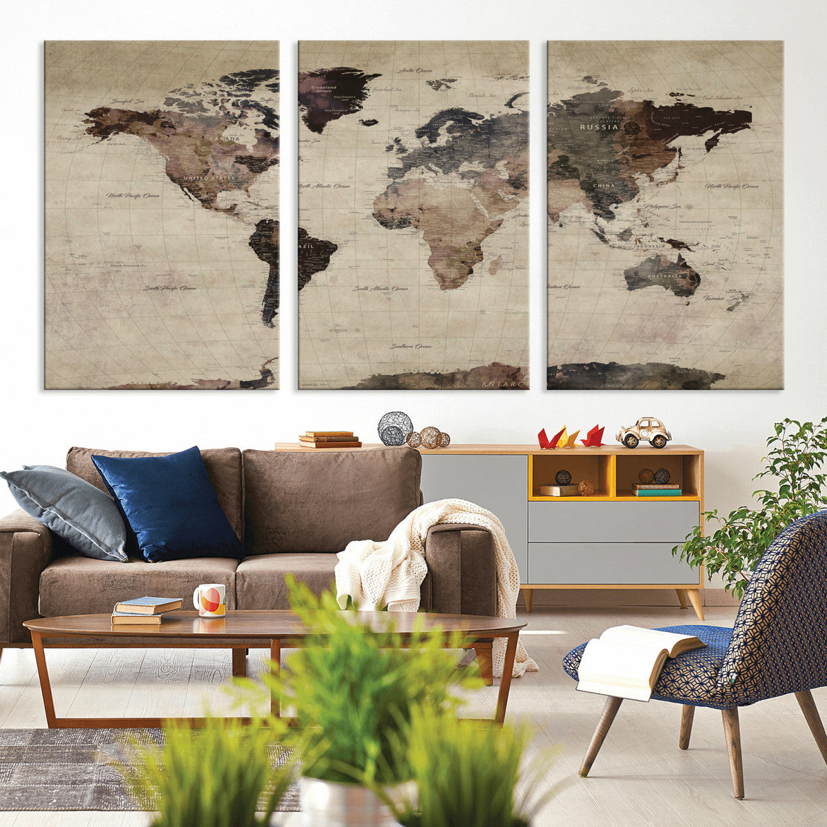 World Map Canvas Print – Detailed Map of the World Adventure