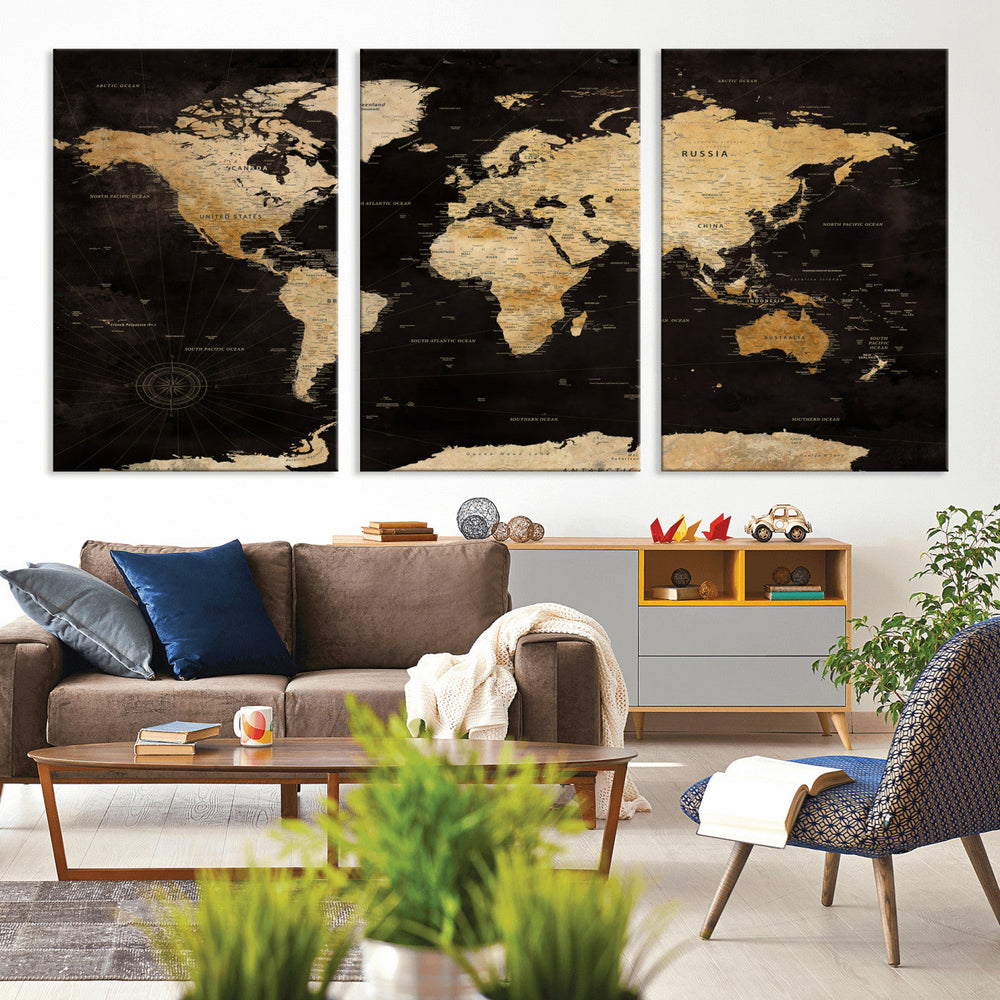 Extra Large World Map Canvas Print – Detailed Map Classic