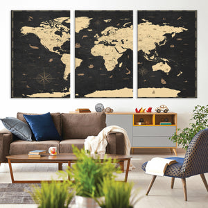 World Map Canvas Print – Detailed Map of the World Wall Art