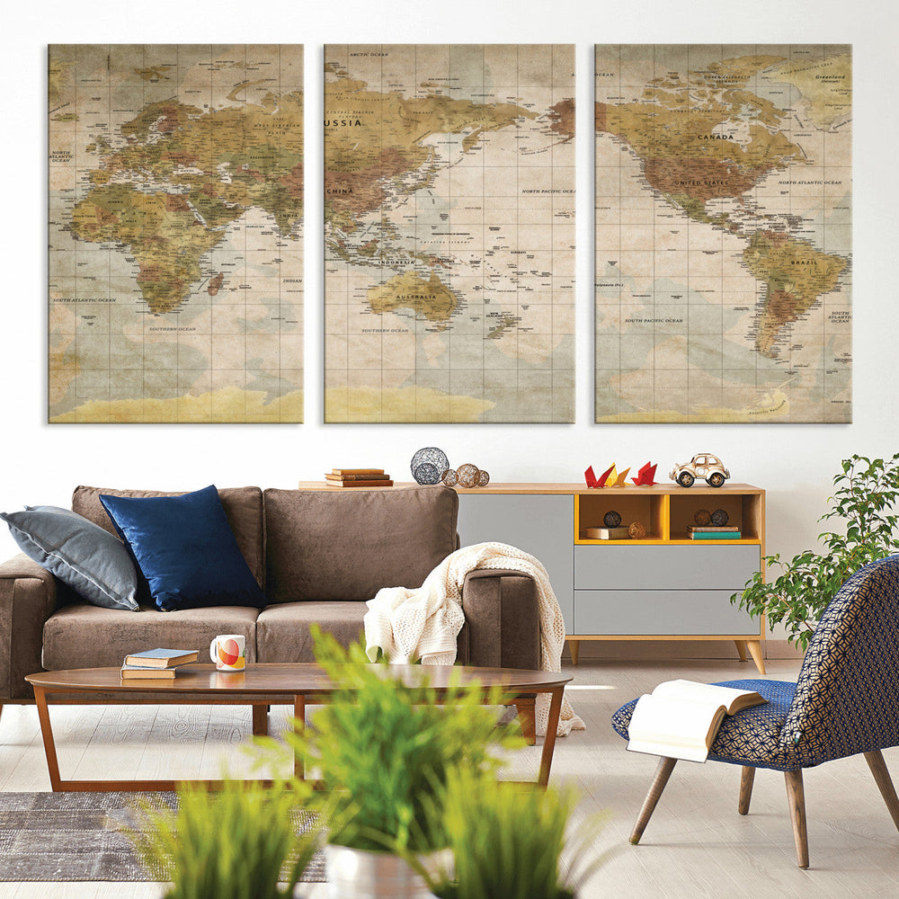 World Map Canvas Print – Detailed Map of the World Wall Art